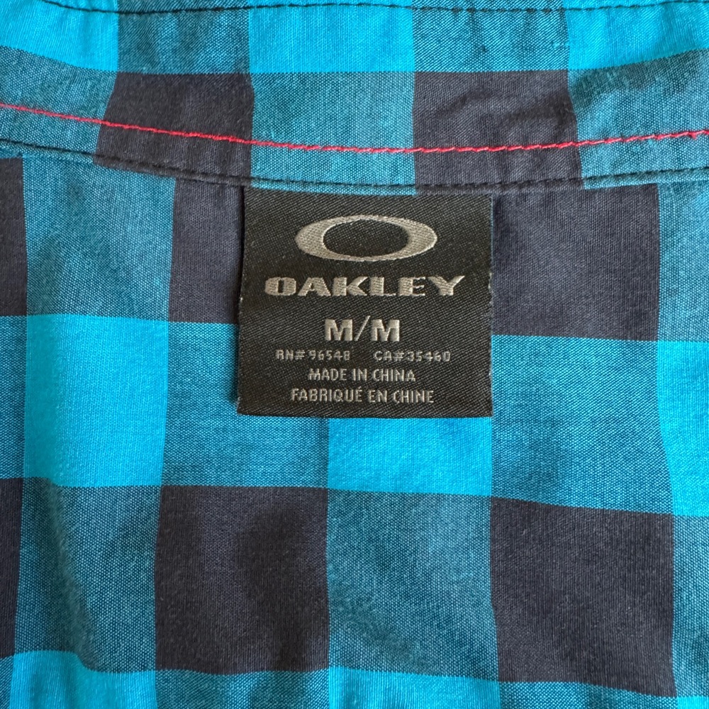 Oakley Blue Black Buffalo Plaid Button Down Flannel Shirt Men's Size Medium M - Picture 7 of 14
